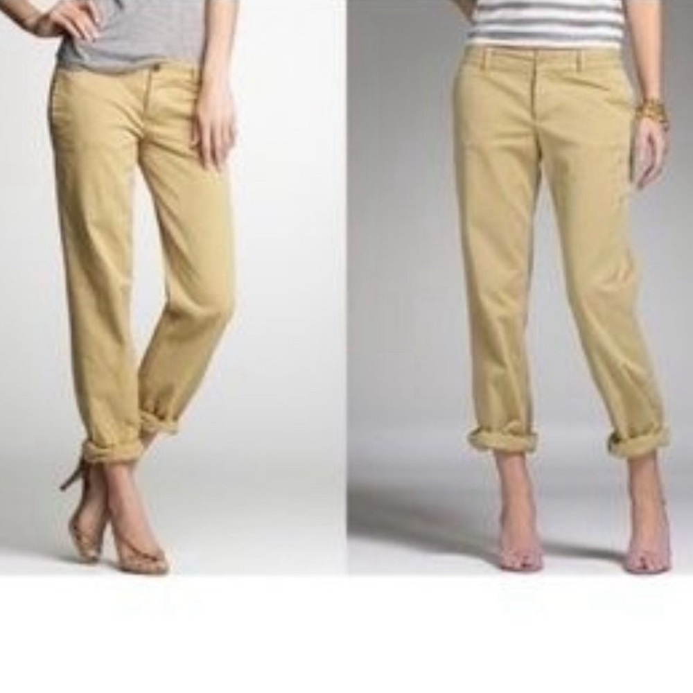 J. Crew Classic Distressed Twill Chino Pants Khakis Tan Size 2